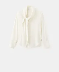 マンゴ レディース トップス シャツ ブラウス MANGO Womenscarf Collar Blousecru エクリュのサムネイル