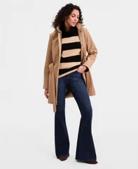 カルバンクライン レディース アウター コート Calvin Klein Womens Belted Hooded ZipFront RaincoatIGERS EYE アニマルのサムネイル