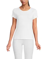 ランズエンド レディース トップス シャツ クルーネック ミニ Lands End Womenshort Sleeve Crew Neck Micro Rib Mini Tee White ホワイトのサムネイル
