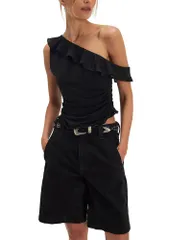 フリーピープル レディース トップス シャツ Free People Isla One Shoulder Top Black ブラックのサムネイル