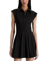 アリスアンドオリビア レディース トップス シャツ ミニ Alice and Olivia Kim Paneled Corset Fla red Mini Shirt Dress Black ブラックのサムネイル