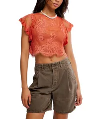 フリーピープル レディース トップス シャツ レース Free People Womens Lunar Ash Boat Neck Lace Top Sunset アッシュのサムネイル