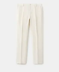 マンゴ メンズ ボトムス カジュアルパンツ リネン MANGO Mens Linen Striped Pants Ecru エクリュのサムネイル