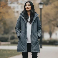 韓国規格　THE NORTH FACE（ザ・ノース・フェイス）McMURDOマックマード（マックマード）ダウンジャケット　ミドル丈　レディースM　90　墨黒　ダークグレーのサムネイル
