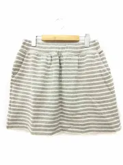 ダブルスタンダードクロージング ダブスタ DOUBLE STANDARD CLOTHING スカート ミニ 台形 ボーダー 綿 コットン グレー系 灰色系 F 0126のサムネイル