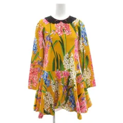 ドルチェ&ガッバーナ ドルガバ DOLCE&GABBANA レースカラーワンピース ロング 長袖 フレア コットン 花柄 フラワープリント ストレッチ 11 マルチカラー /GV ■GY44のサムネイル