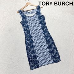 TORY BURCH トリーバーチ 総柄 ワンピース ネイビー系 S