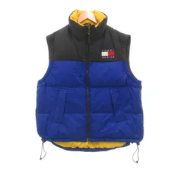 トミーヒルフィガー TOMMY HILFIGER ダウンベスト M 青 ブルー 黒 ブラック スタンドカラー ジップアップ ロゴワッペン /NU ■ECG004のサムネイル
