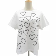 リビアナコンティ Liviana Conti Tシャツ カットソー M 白 ホワイト ハート柄 半袖 ラウンドネック スリット /YS21 ■GY57のサムネイル