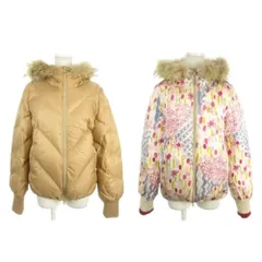 ツモリチサト TSUMORI CHISATO リバーシブル ダウンジャケット 上着 2 茶 ブラウン 長袖 ファー付きフード 総柄 TC13FC907 /MN3 ■GY63のサムネイル