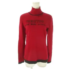 ハナエモリ HANAE MORI SPORTS PRIMATTIVO ニット セーター ウール L 赤 レッド 長袖 ハイネック ロゴインターシャ ビース装飾 /MN28 ■ECA005のサムネイル
