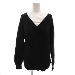 アレキサンダーワン ALEXANDER WANG ニット セーター Vベック レイヤード バイカラー 長袖 XS 黒 ブラック 白 ホワイト /FF ■ECD002のサムネイル