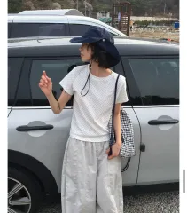 DAILYJOU アメリア ドット フリル 半袖 Tシャツ 基本 白のサムネイル