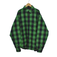 バレンシアガ BALENCIAGA キルティッド バッファローチェック シャツ 長袖 44 緑 グリーン 676285 ☆AA★のサムネイル