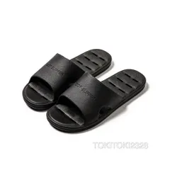 メンズ用スリッパ 夏用 室内用 滑り止め 風呂用 カップル向け ルームサンダル 柔らかい底 水抜きタイプ 黒のサムネイル