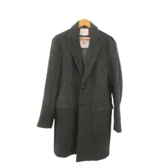 セブンデイズサンデイ SEVENDAYS＝SUNDAY × ハリスツイード Harris Tweed チェスターコート ツイード L グレー 黒 ブラック 長袖 ノッチドラペル シングルブレスト 切替 /MN37 ■ECD003のサムネイル