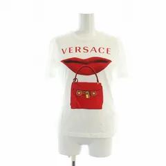 ヴェルサーチ ヴェルサーチェ VERSACE Tシャツ カットソー 半袖 リップ プリント ロゴ 36 XXS 白 ホワイト A84079 ■GY17 /MQのサムネイル
