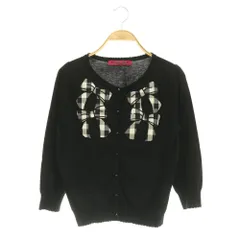 ドーリーガールバイアナスイ DOLLY GIRL by ANNA SUI ギンガムリボンデザインカーディガン ニット 七分袖 2 ブラック /MY ■OSのサムネイル