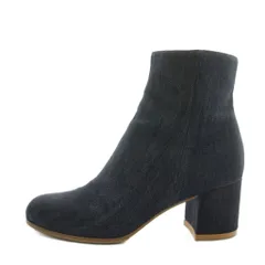 ジャンヴィトロッシ Gianvito Rossi MARGAUX MID BOOTIE ショートブーツ チャンキーヒール 37 紺 ネイビー /AN55のサムネイル