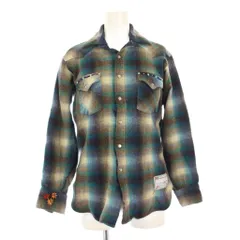 ペンドルトン PENDLETON ヴィンテージ 70s ビーズ 花刺繍 ウエスタンシャツ 長袖 チェック L 緑 茶 /KHのサムネイル