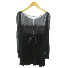 レッド ヴァレンティノ RED VALENTINO タグ付 フォーマル シャツ ブラウス プルオーバー レース 切替 シースルー 長袖 40 黒 ブラック 0521のサムネイル