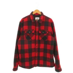 オールドネイビー OLD NAVY シャツジャケット 中綿 L 赤 レッド チェック柄 長袖 フラップポケット /MN18 ■ECA004のサムネイル