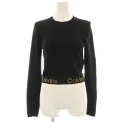 カルバンクラインジーンズ Calvin Klein Jeans ニット セーター 薄手 M 黒 ブラック 長袖 裾ロゴ カットアウト /HN ■GY53のサムネイル