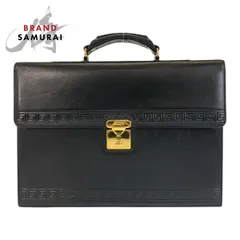 美品 Gianni Versace ジャンニ ヴェルサーチ ヴィンテージ ブラック 黒 ゴールド金具 レザー ビジネスバッグ ブリーフケース メンズ 503791【中古】のサムネイル