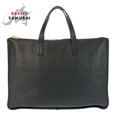 美品 LOEWE ロエベ リピートアナグラム ブラック 黒 シルバー金具 レザー ビジネスバッグ ブリーフケース メンズ 600592【中古】のサムネイル