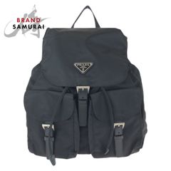 Excellent condition PRADA Tessuto backpack with triangular logo plate, black, silver hardware, nylon/leather, women's, 603518 [Used]