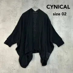 CYNICAL シニカル 02 ドルマンスリーブ シアーカーディガン ブラック 綿100% コットン サマーニット ボレロ 羽織り ドレープ トッパーカーディガン 変形 ボタンレス ゆったり ワイドシルエット 上品 ★ ■◇のサムネイル