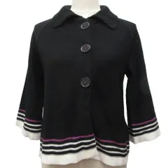 ソニア ソニアリキエル SONIA SONIA RYKIEL タグ付き カーディガン コットンニット 長袖 ボーダー 40 黒 ブラック 白 ホワイト 紫 パープル ■IBO91のサムネイル
