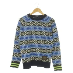 スコッチ&ソーダ SCOTCH & SODA KNIT ニット セーター S 青 ブルー 幾何学模様 クルーネック 長袖 /AO14 ■GY61のサムネイル
