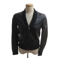 ダブルスタンダードクロージング ダブスタ DOUBLE STANDARD CLOTHING ジャケット ブルゾン ラムレザー 裏地総柄 黒 ブラック ジップアップ ハの字ポケット/HWのサムネイル