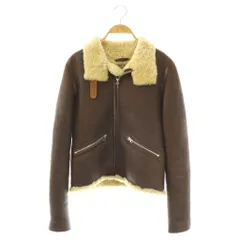 ユナイテッドアローズ UNITED ARROWS COLLECTION TUBE B-3 ムートンレザージャケット 革ジャン ブルゾン 羊革 ボア ダークブラウン アイボリー /ES ■GY06のサムネイル