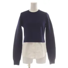 マークバイマークジェイコブス MARC by MARC JACOBS ニット XS 青 白 ブルー ホワイト ラウンドネック 長袖 レイヤードデザイン /AUのサムネイル