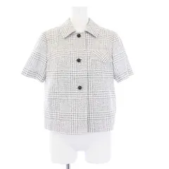 ルネ Rene 24SS Checkered Jacket シャツジャケット クロップド 半袖 34 XS 白 黒 ホワイト ブラック /KHのサムネイル