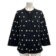 CHANEL(シャネル) カーディガン サイズ40 M レディース - P34287 黒×白 七分袖/ドット柄 カシミヤのサムネイル