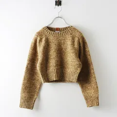 美品 2023 JPタグ ロエベ LOEWE アナグラムパッチ ウールクロップドニットセーター L■ブラウン ショート丈 イタリア製【2400015108933】のサムネイル
