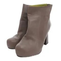 ポリーニ Pollini ショートブーツ チャンキーヒール レザー 35.5 グレー /FF ■GY62のサムネイル