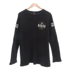 アルファ ALPHA ロンT Tシャツ L 黒 ブラック ワッフル生地 長袖 ロゴプリント /NLのサムネイル