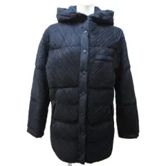 イッセイミヤケ ISSEY MIYAKE 99AW 90's プリーツ加工 ダウンコート ダウンジャケット 切替 フード ミドル丈 M 紺 ネイビー IM94-FD915 0214のサムネイル