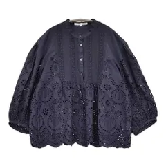 23区 【洗える】コットンエンブロイダリークロップドブラウス サイズ38 定価23100円 ブラウス シャツ 25SS ネイビー レディース ニジュウサンク【中古】6-0724M♪のサムネイル