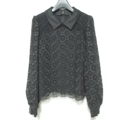 美品 TO BE CHIC トゥービーシック フラワーレース ロングスリーブ プルオーバー ブラウス サイズ40 ブラック レディース 古着 中古 USEDのサムネイル