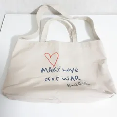美品 paul smith ポールスミス MAKE LOVE NOT WAR キャンバス 2way トートバッグ ライトピンク レディース 古着 中古 USEDのサムネイル