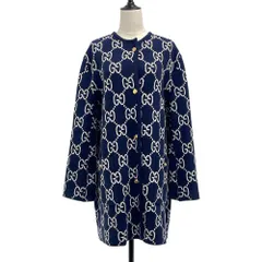 美品 24SS GUCCI グッチ GGジャガード リバーシブル ウール ニットカーディガン 773902 サイズS ネイビー レディース 古着 中古 USEDのサムネイル