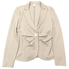 ARMANI COLLEZIONI アルマーニコレッツォーニ ジャージー テーラードジャケット ブレザー カーディガン ギャザー 42 グレージュ レディース 古着 中古 USEDのサムネイル