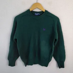 FRED PERRY フレッドペリー クルーネックニット 無地 グリーン M 古着 レトロ クラシックのサムネイル