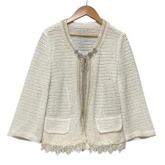 美品 INGEBORG インゲボルグ 鍵編みニットカーディガン サイズ11 ホワイト レディース 古着 中古 USEDのサムネイル