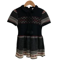美品 Jean Paul Gaultier FEMME ジャンポールゴルチエ ペプラム ニットブラウス シャツ サイズ40 ブラック レディース 古着 中古 USEDのサムネイル